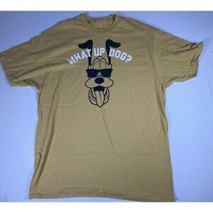 Disney Parks Pluto "What Up Dog?" Mustard Yellow T-shirt Adult Unisex XL